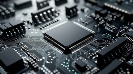 semiconductor chip on top of circuit diagram, 