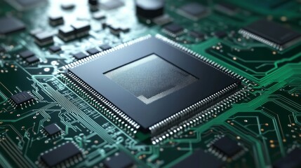 Obraz premium semiconductor chip on top of circuit diagram, 