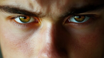 Furrowed brow, deep in thought, with focused eyes and pressed lips, capturing the essence of intense concentration