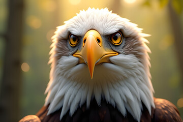Obraz premium Close-Up of a Bald Eagle's Head: Emblem of Pride and Strength