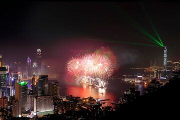 A Spectacular Fireworks Display Illuminates the Hong Kong's Victoria Harbour