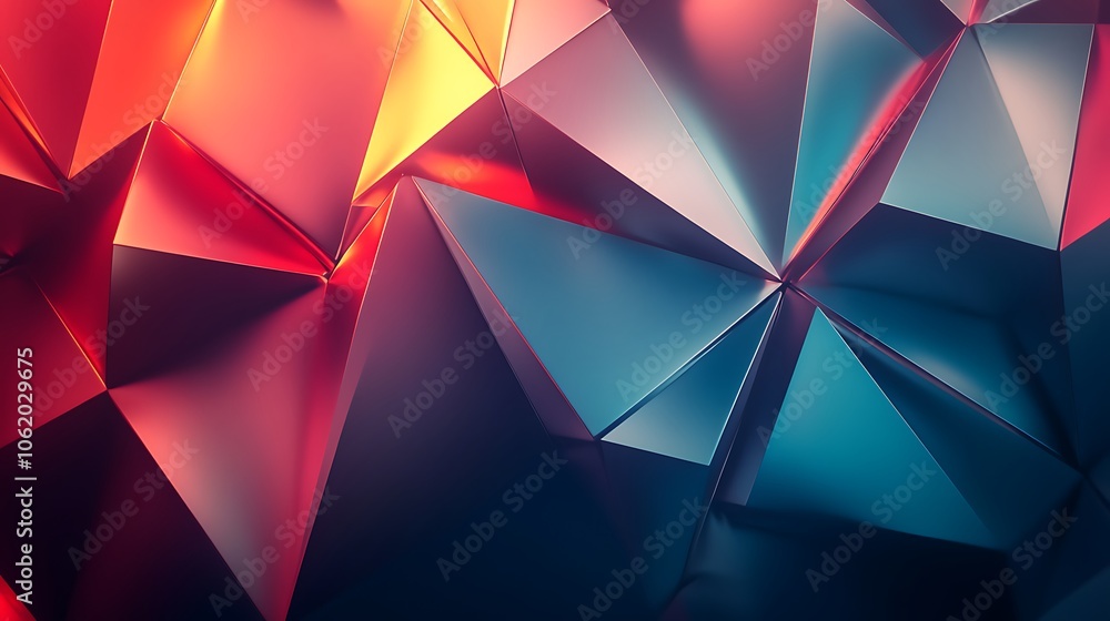 Poster abstract 3d triangles creating a stunning geometric color explosion picture