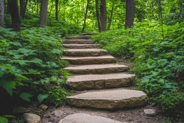 Charming trail winding through the forested area
