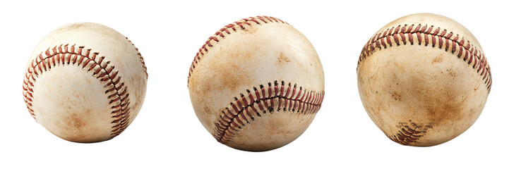 Set of baseball resting isolated on a transparent background
