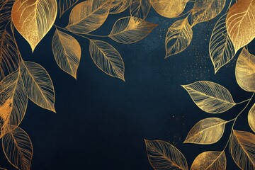 Luxurious wallcoverings showcasing golden accents and natural scenes. Botanical line art ideas for textiles, illustrations, and textured surfaces