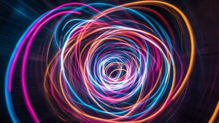Neon light circle abstract background wallpaper