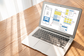 UX UI design process for modish mobile application and website . Creative prototype of wireframe for professional app developer .