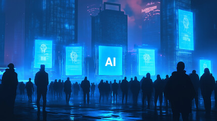 AI-Technologie erleuchtet die Stadt bei Nacht

