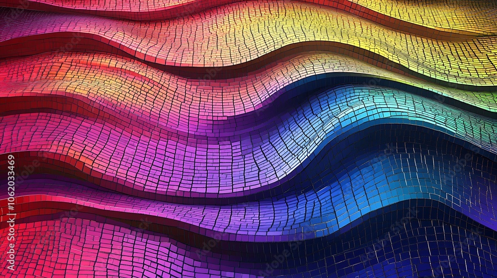 Poster abstract rainbow wave design with editable text placeholder image