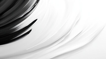 A black and white painting of a wave with a white background. The painting has a sense of movement and energy, as if the wave is about to crash onto the shore. The contrast between the black