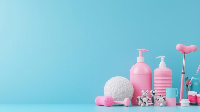 Exercise and chronic illness, person with supportive tools, 3D illustration