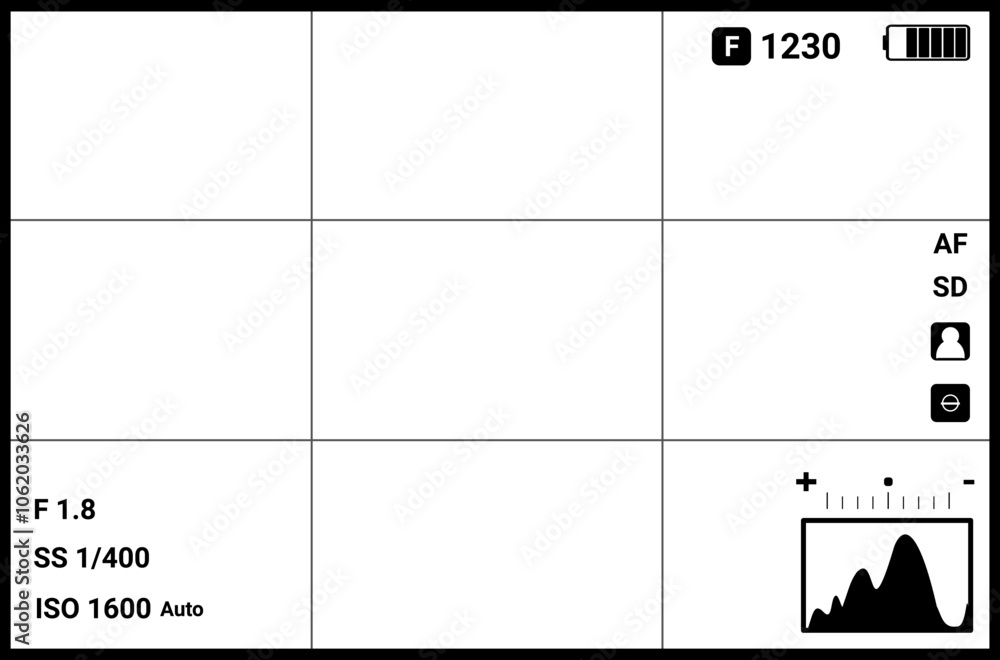 Wall mural camera viewfinder. camera screen display. photo frame vector design.