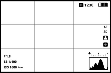 Camera viewfinder. Camera screen display. Photo frame vector design.