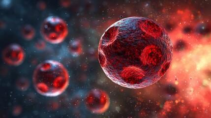 Naklejka premium Realistic 3D Red Blood Cells in Floating Liquid