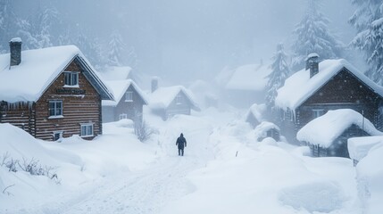 Remote Village Caught in Extreme Blizzard Scene