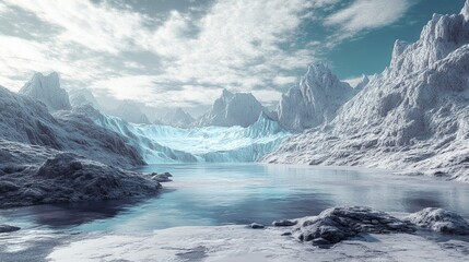 Fototapeta premium A glacier slowly moving through a frozen landscape