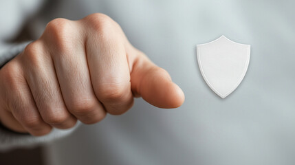 Digital Shield Icon Hand Touchscreen Antivirus Protection Technology
