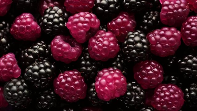fresh blackberry berries close up, 4k animation video