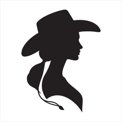 Cowgirl silhouette on white background

