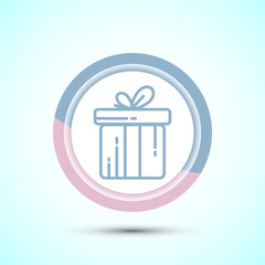 Gift box icon design illustration, Surprising gift box symbol, Pastel Color Button Design