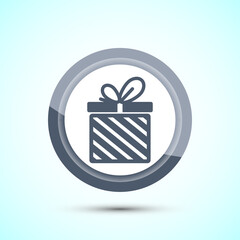 Gift box icon design illustration, Surprising gift box symbol, Blue Color Button Design
