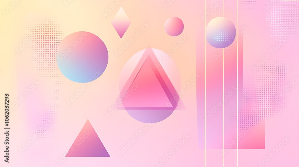 Poster soft gradient design with geometric shapes and circles