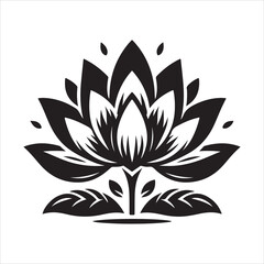 Lotus flowers vector icons. Lotus flower symbol. Lotus black line icons or a logo, icon, or graphic.