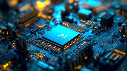 Tech AI concept controlling technological tools and intelligent robots. Development of an artificial code of ethics chips artificial intelligence science concept