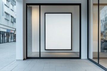 Blank billboard poster mockup in the shopping mall. Empty advertising billboard mockup.