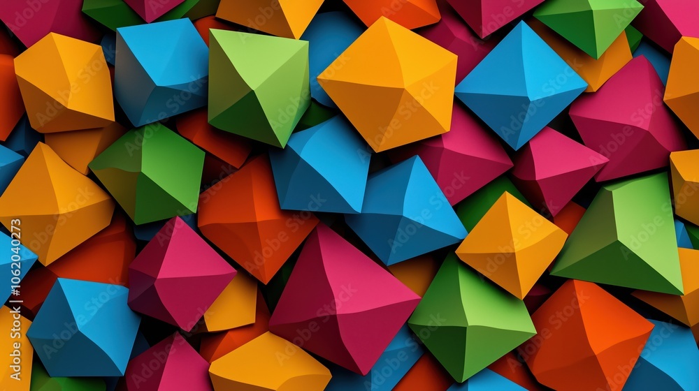 Poster colorful image of many different colored cubes. the cubes are all different sizes and colors, and th