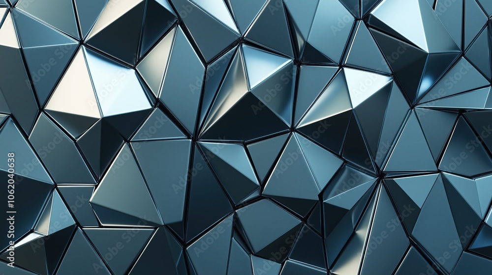 Aufkleber blue and silver image with many triangles. the image is abstract and has a modern feel to it