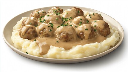 Swedish Meatballs with Creamy Gravy and Mashed Potatoes
