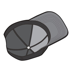 Inside view of black cap showing sweatband and internal panel seams with structured stitching detail.
