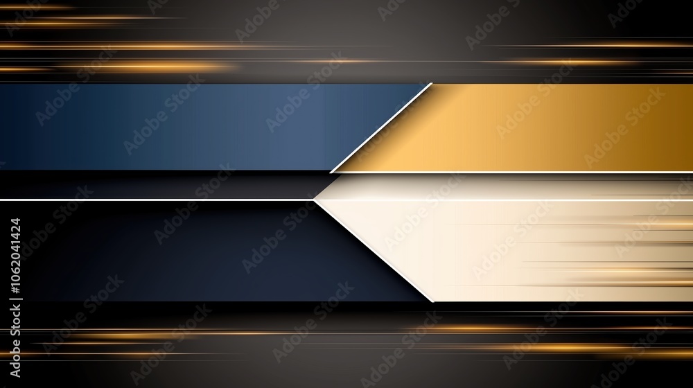 Poster black and yellow background with two blue and white lines. the lines are angled and the background i