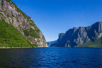 Majestic Fjord Landscape with Clear Blue Sky