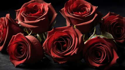 Obraz premium red roses with detailed petals and soft shadows