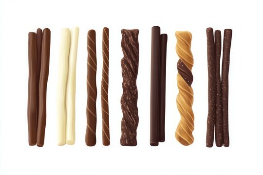 A set of chocolate sticks in flat design with soft and warm colors  white background
