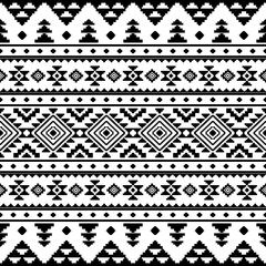 Ancient echoes Aztec geometric abstract seamless patterns southwest Navajo Native American tribal ethnic modern black and white for textile printing