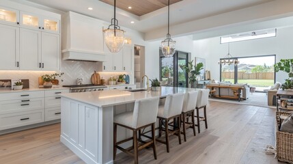 Luxurious kitchen design with high-end finishes and stylish lighting