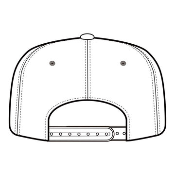recommend clip art: Back view of plain white cap with snapback closure, simple outline design.
                    