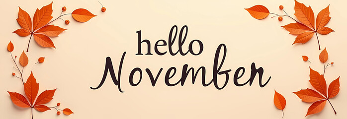 Celebrate November with an autumn design featuring colorful leaves and the warm vibes of fall and harvest
