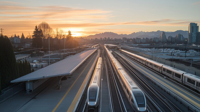 Aerial View of Skytrain Repair Station at Dawn