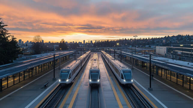 Aerial View of Skytrain Repair Station at Dawn