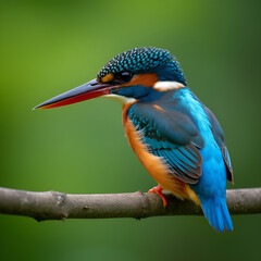  "Kingfisher Bird on Perch | Vibrant Wildlife Photography of Blue and Orange Kingfisher"
