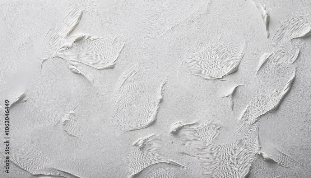 Poster minimalist white texture background with abstract paint strokes, smooth brush patterns, and gentle f