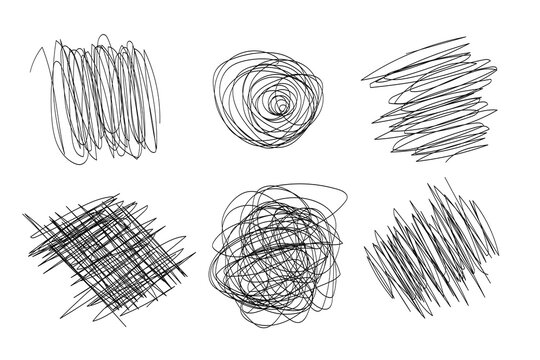 Hand drawn scribble vector set. Marker drawing. Graphic design elements set. Vector illustration