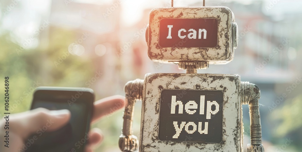 Aufkleber Customer service chatbot application, robot application, generate OpenAI technology. Virtual assistant in the cloud.