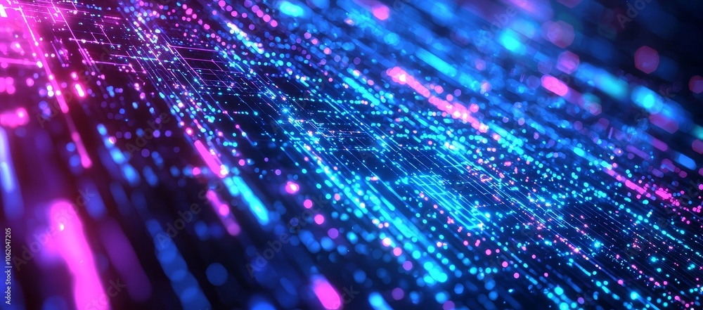 Poster Data analytics or data science concept. Binary code on dark blue background. Cybersecurity and protection system against online crime threats. Data analytics or data science. Concept in digital