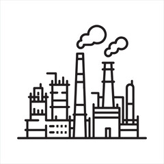 single one line Refinery icon silhouette on white background
