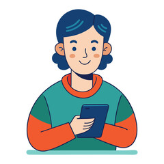 vector person using a smartphone on white background